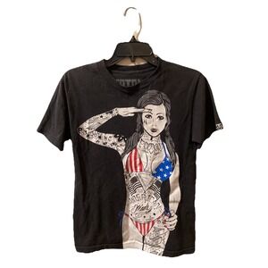 Vintage Fatal Clothing T Shirt Black USA Tattoo Art Short‎ Sleeve Size Small